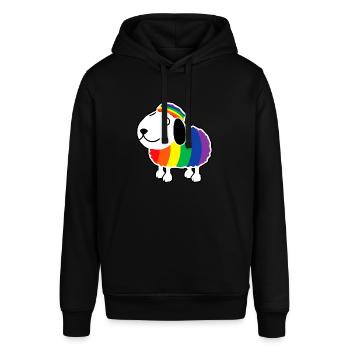 Regenbogen Schaf Regenbogenfahne Tier - Stanley/Stella Unisex Hoodie SOUNDER - Schwarz - Vorne - Alina (178cm) & Michal (187cm)