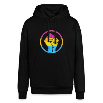 Fist Flag raus Pansexuell - Stanley/Stella Unisex Hoodie SOUNDER - Schwarz - Vorne - Alina (178cm) & Michal (187cm)