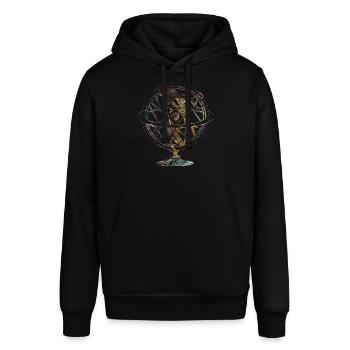 Globe Armillary Sphere - Stanley/Stella SOUNDER Unisex Hoodie - black - Front - Alina (178cm) & Michal (187cm)