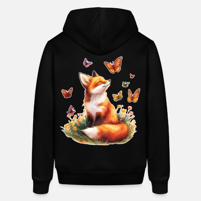 Renard avec des papillons - Sweat à capuche SOUNDER Stanley/Stella Unisexe - noir
