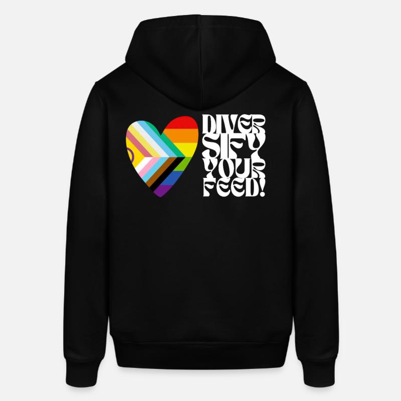 🌈♿ Diversify Your Feed–Progress Pride&Disability - Stanley/Stella Unisex Hoodie SOUNDER - Schwarz