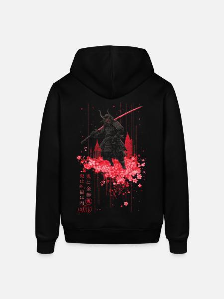 Oni - samurai mit Sakura Kirschblüten - Stanley/Stella Unisex Hoodie SOUNDER - Schwarz