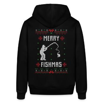 merry fishmas - ugly Christmas sweater - Stanley/Stella Unisex Hoodie SOUNDER - Schwarz - Hinten - Alina (178cm)