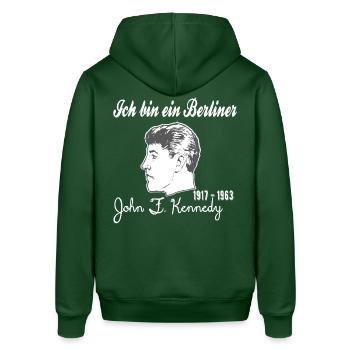John F. Kennedy,Ich bin ein Berliner,Shirt Berlin - Stanley/Stella Unisex Hoodie SOUNDER - Flaschengrün - Hinten - Alina (178cm)