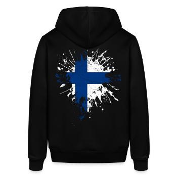 Finnland Flagge - Stanley/Stella Unisex Hoodie SOUNDER - Schwarz - Hinten - Alina (178cm)