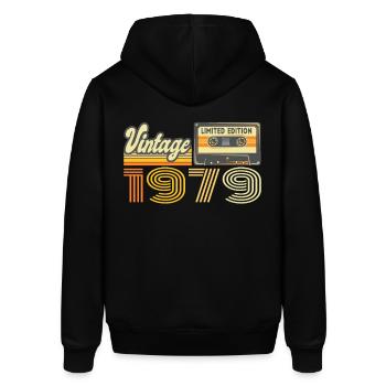 Vintage 1979 Kassette Mixtape - 41. Geburtstag - Stanley/Stella Unisex Hoodie SOUNDER - Schwarz - Hinten - Alina (178cm)