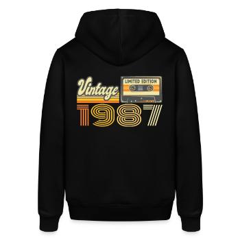 Vintage 1987 Kassette Mixtape - 34. Geburtstag - Stanley/Stella Unisex Hoodie SOUNDER - Schwarz - Hinten - Alina (178cm)