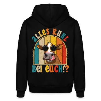 Alles Kuhl bei Euch Kuh Sonnenbrille - Stanley/Stella Unisex Hoodie SOUNDER - Schwarz - Hinten - Alina (178cm)