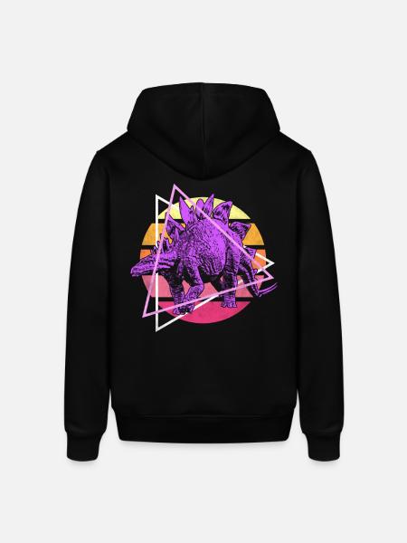 Vaporwave Stegosaurus Dinosaurs - Stanley/Stella SOUNDER Unisex Hoodie - black