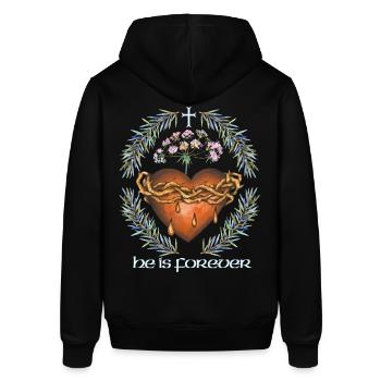 Jesus, Jesus Christus, Herz mit Dornenkrone - Stanley/Stella Unisex Hoodie SOUNDER - Schwarz - Hinten - Alina (178cm)