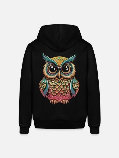 PopArt Owl: Farverig T-shirt til ugleelskere - Stanley/Stella SOUNDER unisex hoodie - sort