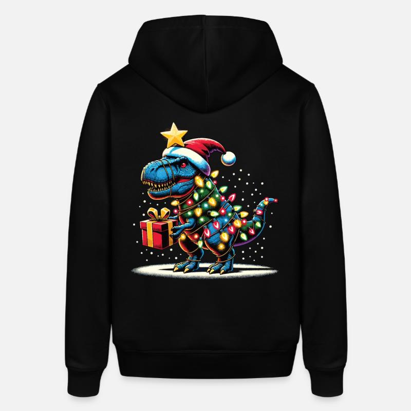 Tree Rex - Dino mit Weihnachtslichtern - Stanley/Stella Unisex Hoodie SOUNDER - Schwarz