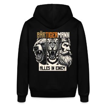 Bärtigermann Bär Tiger Mann Geschenk Bart - Stanley/Stella Unisex Hoodie SOUNDER - Schwarz - Hinten - Alina (178cm)