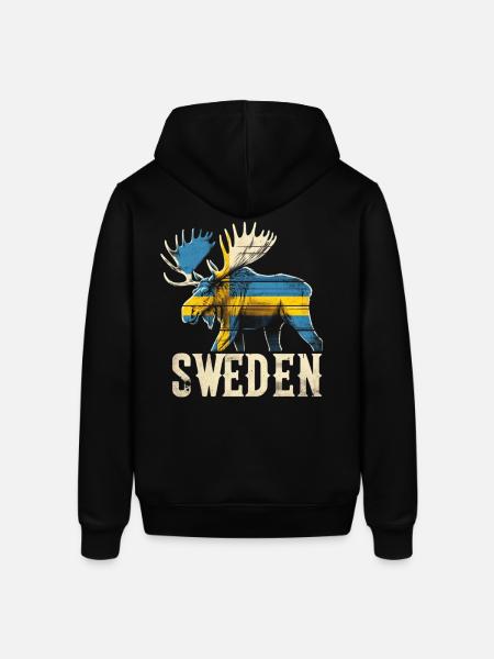 Moose with Sweden flag - Stanley/Stella SOUNDER Unisex Hoodie - black