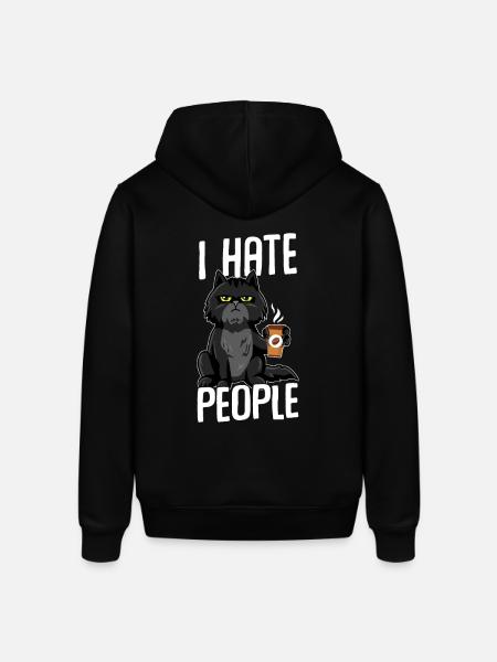 Kat Jeg hader folk SORT - Stanley/Stella SOUNDER unisex hoodie - sort