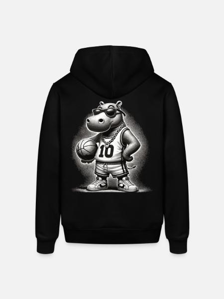 Ghetto Basketball Hippo - Stanley/Stella SOUNDER Unisex Hoodie - black
