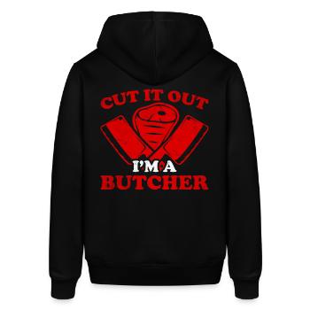 Metzger Fleischer Metzgerei Fleischerei - Stanley/Stella Unisex Hoodie SOUNDER - Schwarz - Hinten - Alina (178cm)
