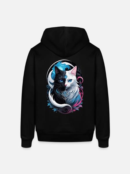Chat fantasy yin et yang - Sweat à capuche SOUNDER Stanley/Stella Unisexe - noir