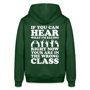 Professeur d’ASL Langue des signes américaine - Sweat à capuche SOUNDER Stanley/Stella Unisexe - vert bouteille - Dos - Alina (178cm)