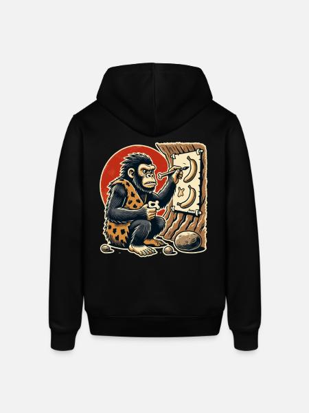 Caveman gorilla painting bananas - Stanley/Stella SOUNDER Unisex Hoodie - black
