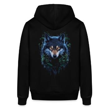 Mystischer Wolf – Spirituelle Wildnis-Kunst - Stanley/Stella Unisex Hoodie SOUNDER - Schwarz - Hinten - Alina (178cm)