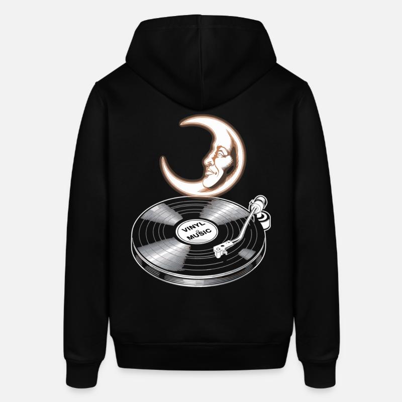 Musique vinyle avec lune - Sweat à capuche SOUNDER Stanley/Stella Unisexe - noir
