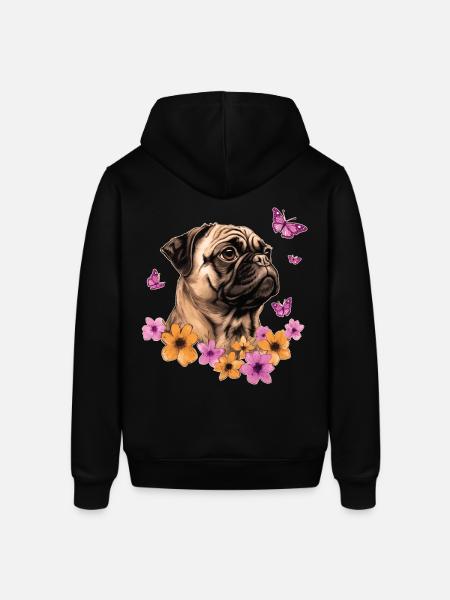 Mops mit Schmetterlingen - Stanley/Stella Unisex Hoodie SOUNDER - Schwarz
