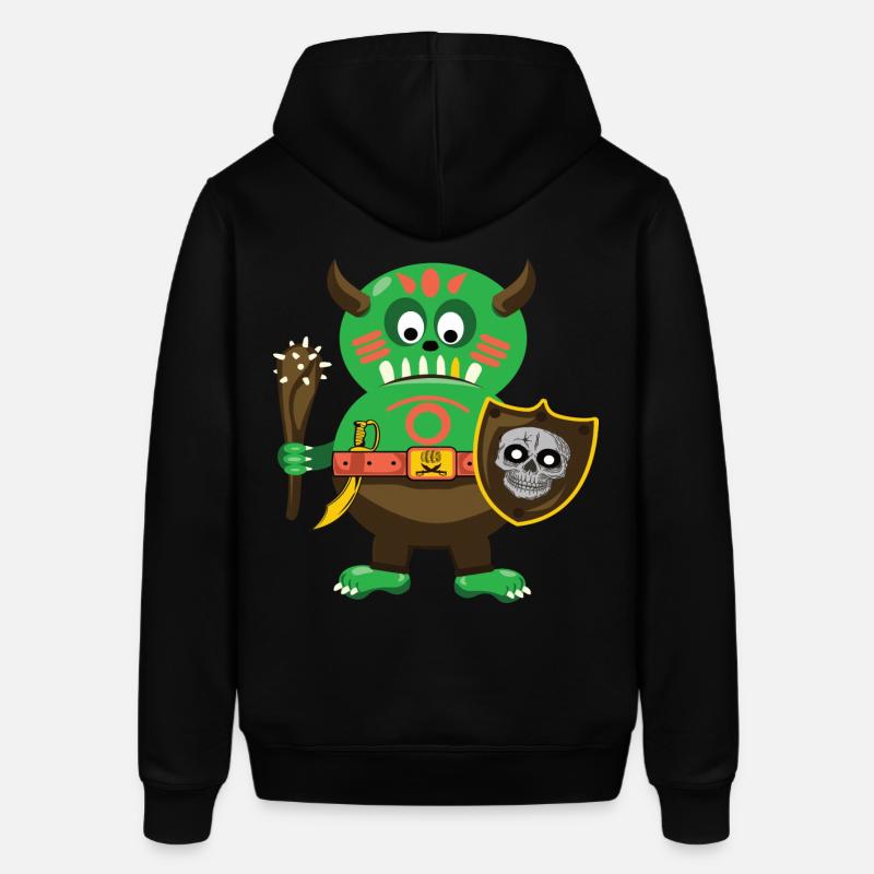 Petit dessin mignon d'ogre vert - Sweat à capuche SOUNDER Stanley/Stella Unisexe - noir