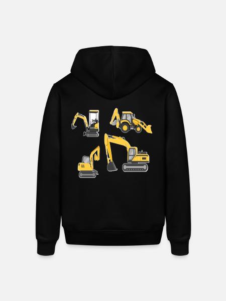 Entreprenørmaskiner,Gravemaskiner Unge køretøjer Byggeplads SJOV - Stanley/Stella SOUNDER unisex hoodie - sort