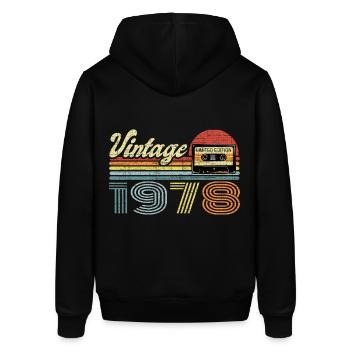 Vintage 1978 Kassette Mixtape - 43. Geburtstag - Stanley/Stella Unisex Hoodie SOUNDER - Schwarz - Hinten - Alina (178cm)