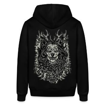 Nordic She Wolf Grau - Stanley/Stella Unisex Hoodie SOUNDER - Schwarz - Hinten - Alina (178cm)