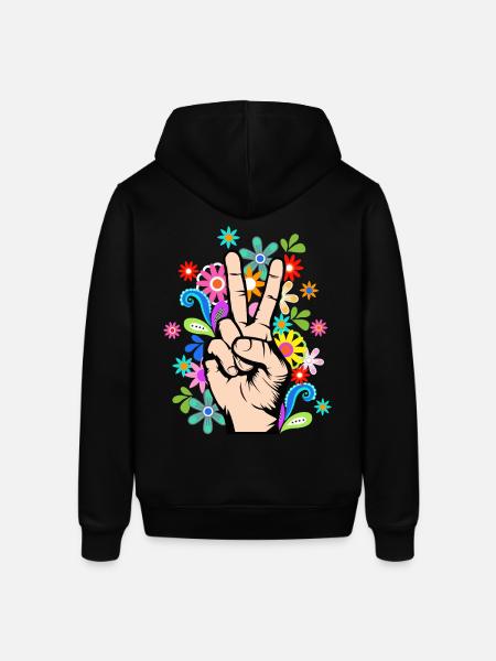Peace Love Peace Sign Peace - Stanley/Stella SOUNDER Unisex Hoodie - black