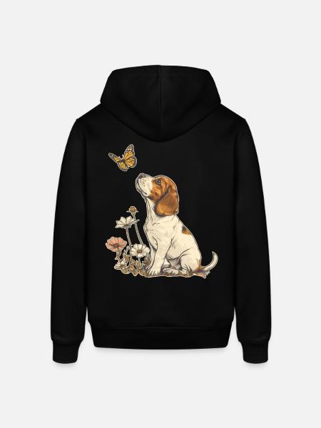 Beagle and Butterfly - Stanley/Stella SOUNDER Unisex Hoodie - black