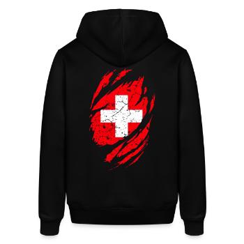 Schweizer Flagge - Stanley/Stella Unisex Hoodie SOUNDER - Schwarz - Hinten - Alina (178cm)
