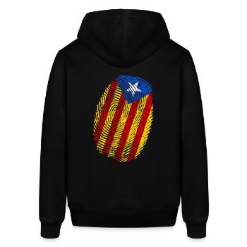 Catalonia Flag Fingerprint - Stanley/Stella SOUNDER Unisex Hoodie - black - Back - Alina (178cm)