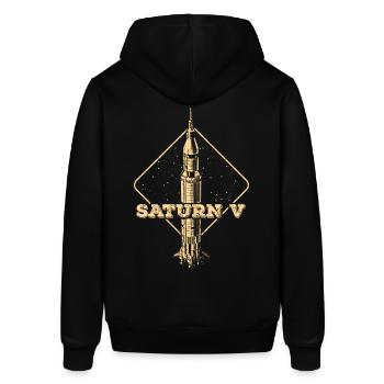 Saturn V Rakete - Stanley/Stella Unisex Hoodie SOUNDER - Schwarz - Hinten - Alina (178cm)