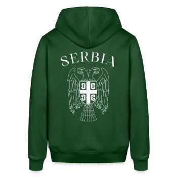 Drapeau des armoiries de l’aigle de Serbie - Sweat à capuche SOUNDER Stanley/Stella Unisexe - vert bouteille - Dos - Alina (178cm)
