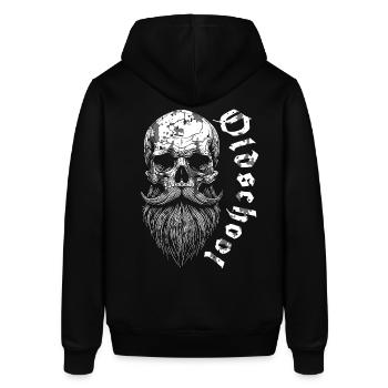 Bärtiger Oldschool Skull - Stanley/Stella Unisex Hoodie SOUNDER - Schwarz - Hinten - Alina (178cm)