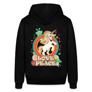 Licorne Amour et Paix - Flowerpower Hippie Design - Sweat à capuche SOUNDER Stanley/Stella Unisexe - noir - Dos - Alina (178cm)