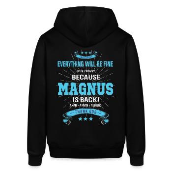 Everything will be fine Magnus Is back - Stanley/Stella Unisex Hoodie SOUNDER - Schwarz - Hinten - Alina (178cm)
