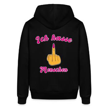 Ich Hasse Menschen Mittelfinger Frau - Stanley/Stella Unisex Hoodie SOUNDER - Schwarz - Hinten - Alina (178cm)
