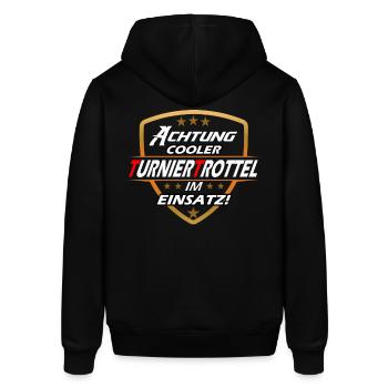 Turniertrottel Turnierreiter Reitturnier Pferd QH - Stanley/Stella Unisex Hoodie SOUNDER - Schwarz - Hinten - Alina (178cm)