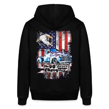 Legendärer V8 Chevy Pickup LKW USA Adler - Stanley/Stella Unisex Hoodie SOUNDER - Schwarz - Hinten - Alina (178cm)