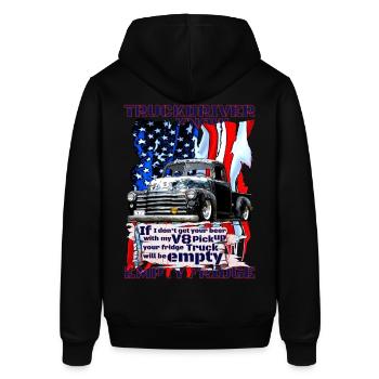 V8 Brummi liefert Kühlschrank kaltes Bier - Stanley/Stella Unisex Hoodie SOUNDER - Schwarz - Hinten - Alina (178cm)