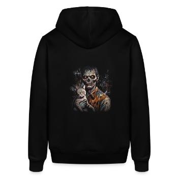 Cataclysm - Apocalyptic Companion - Zombie and Cat - Stanley/Stella SOUNDER Unisex Hoodie - black - Back - Alina (178cm)