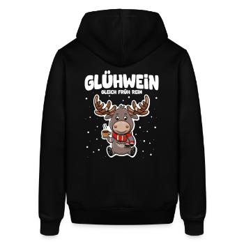 Glühwein gleich früh rein süßer Elch - Stanley/Stella Unisex Hoodie SOUNDER - Schwarz - Hinten - Alina (178cm)
