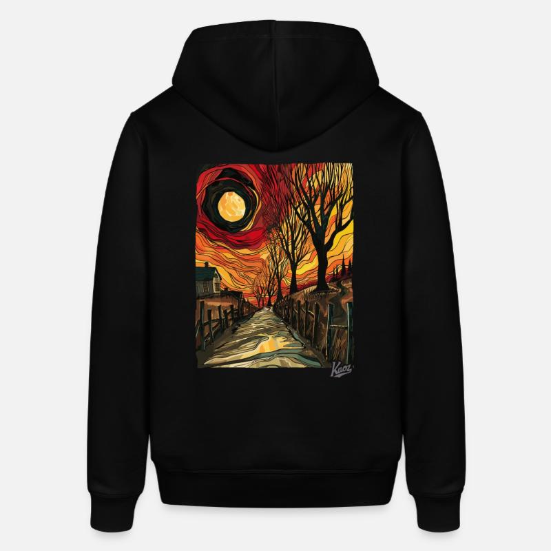 Gemälde eines Feldwegs mit Sonne - Stanley/Stella Unisex Hoodie SOUNDER - Schwarz