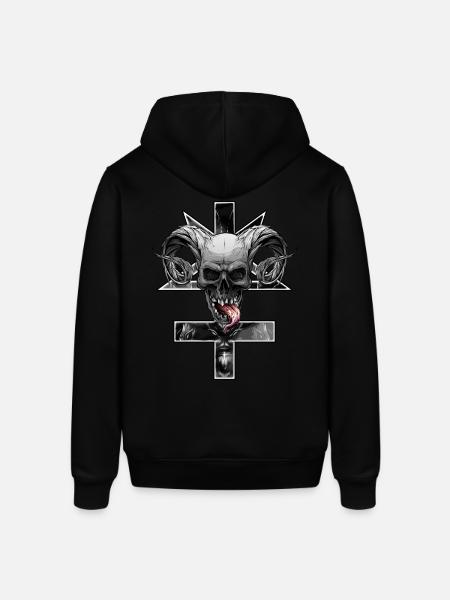Inverted cross with pentagram and skull - Stanley/Stella SOUNDER Unisex Hoodie - black