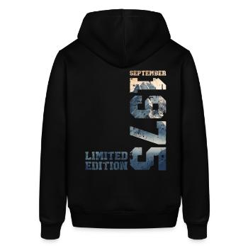 September 1975, 50. Geburtstag Original 1975 - Stanley/Stella Unisex Hoodie SOUNDER - Schwarz - Hinten - Alina (178cm)