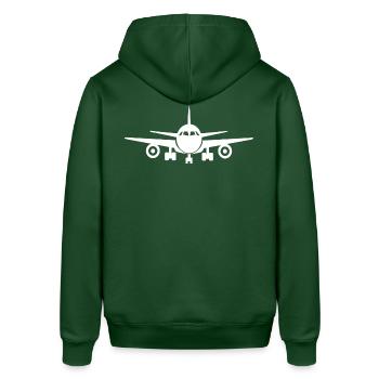 Passagierflugzeug, cooles Flugzeug Design - Stanley/Stella Unisex Hoodie SOUNDER - Flaschengrün - Hinten - Alina (178cm)